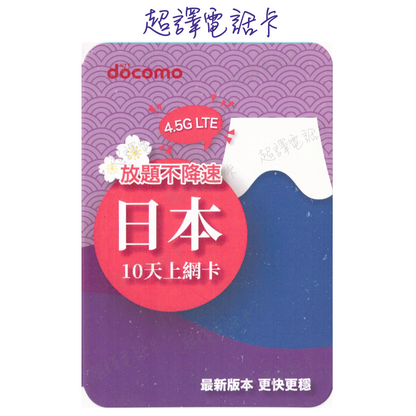 【Japan】4.5G LTE 5/8/10/15 DOCOMO Unlimited Internet Card